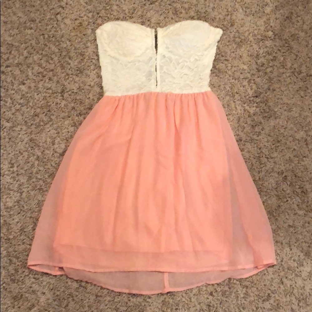 Strapless Pastel Pink & Lace Dress